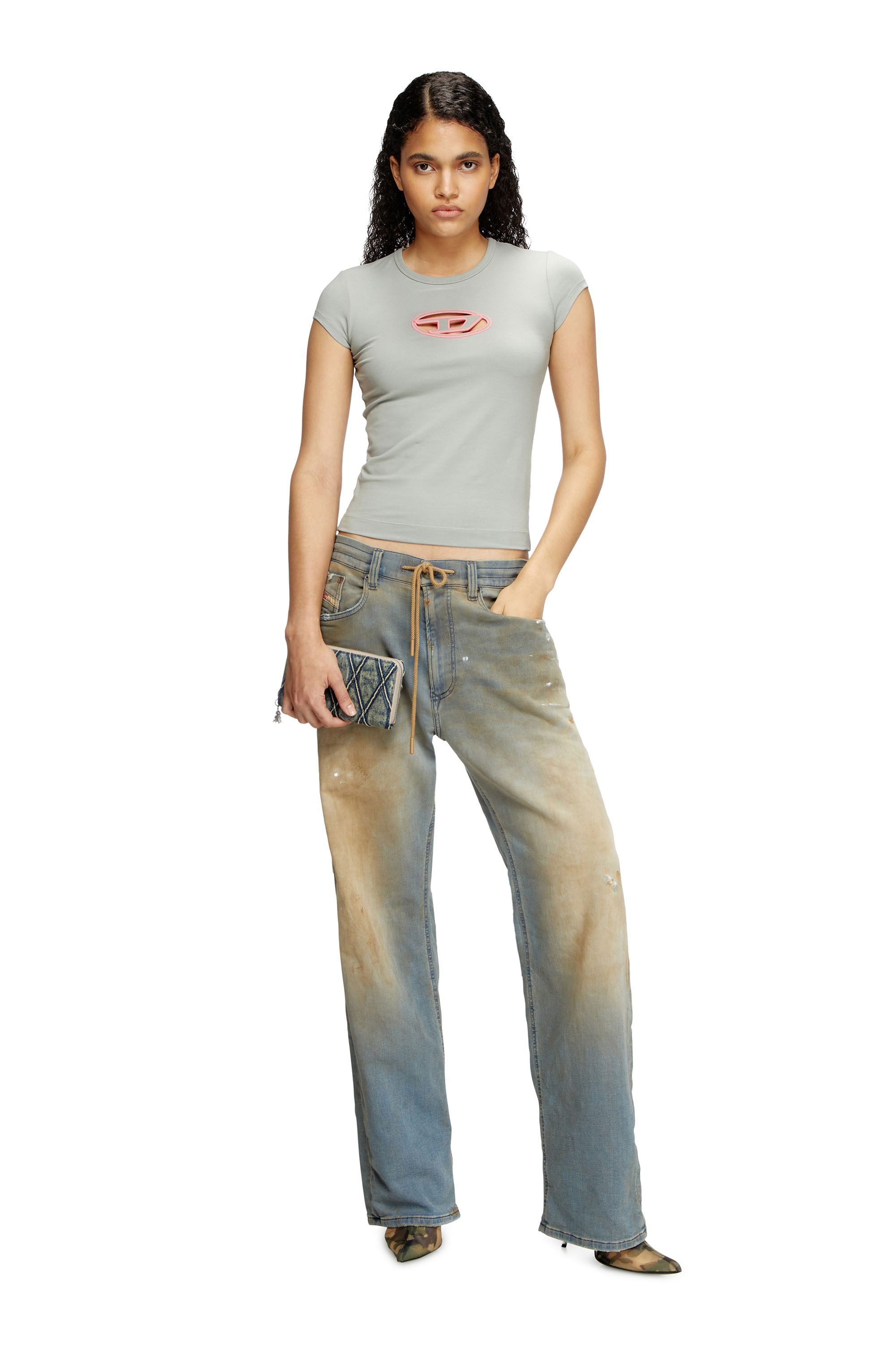 Diesel - T-ANGIE, Female's Tシャツ in ライトグレー - 3