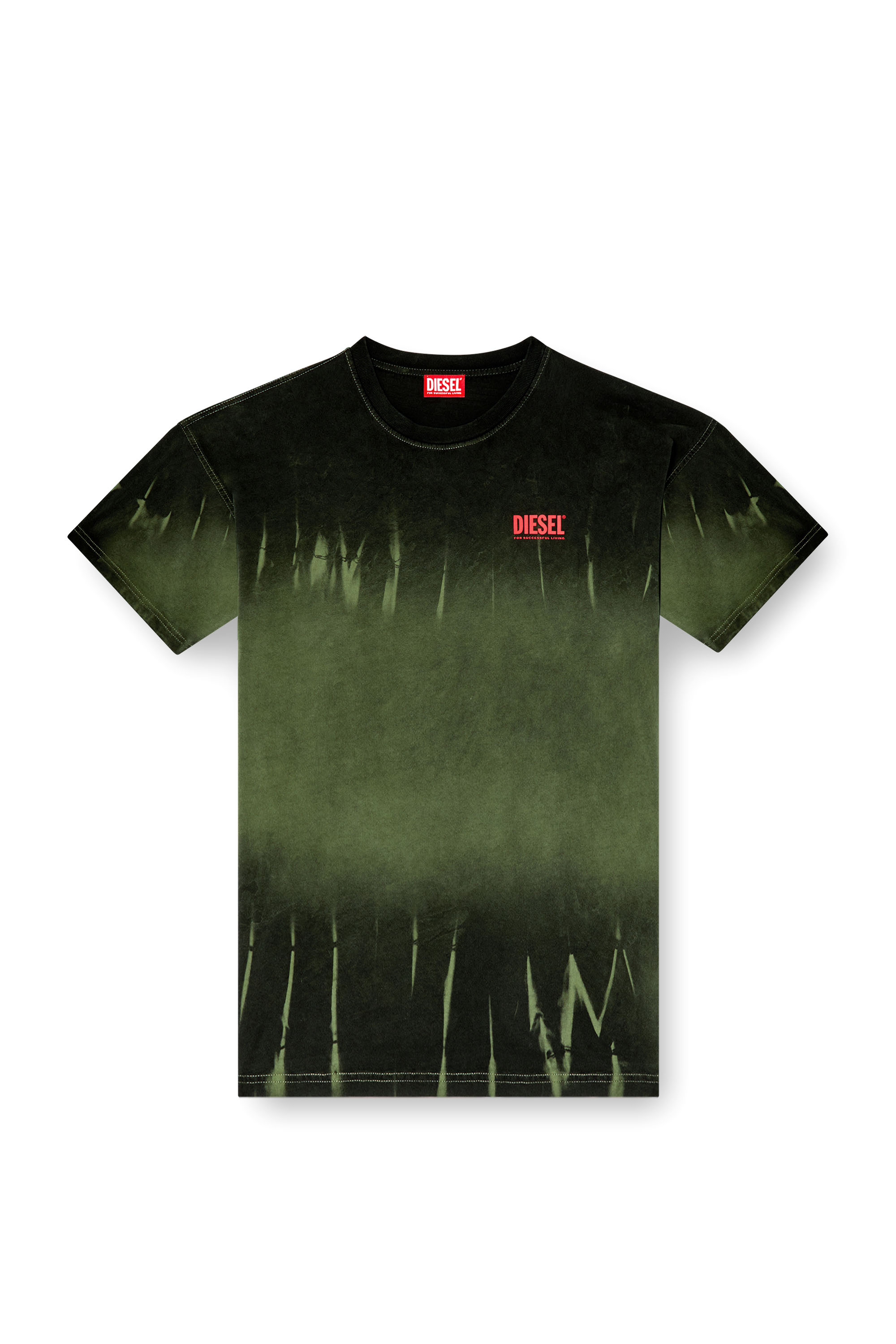 Diesel - T-BOXT-R3, Male's Tie-dye T-shirt with logo print in ダークグリーン - 2