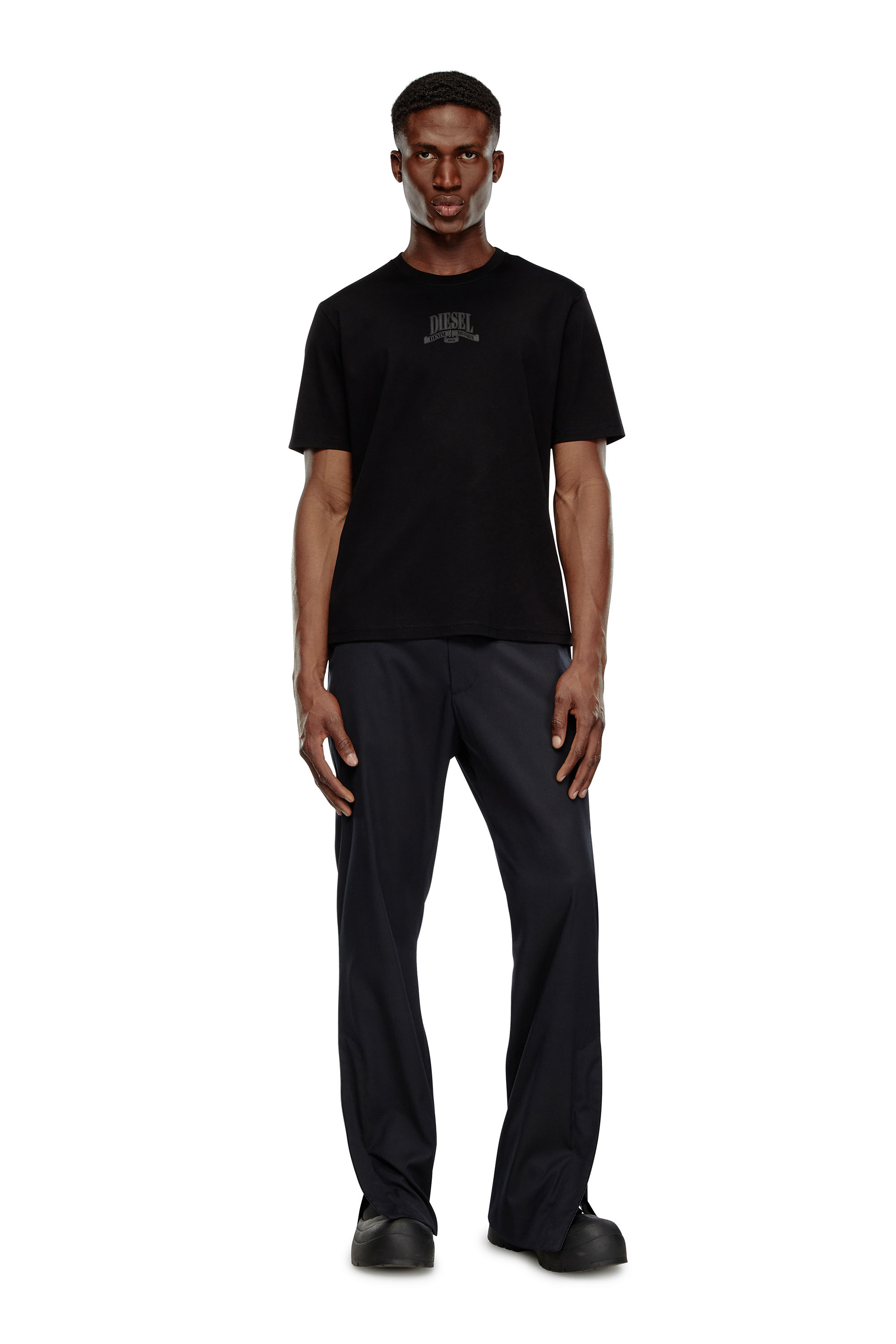 Diesel - T-MADJUST-K1, Male's Interlock T-shirt with tonal Diesel print in ブラック - 3