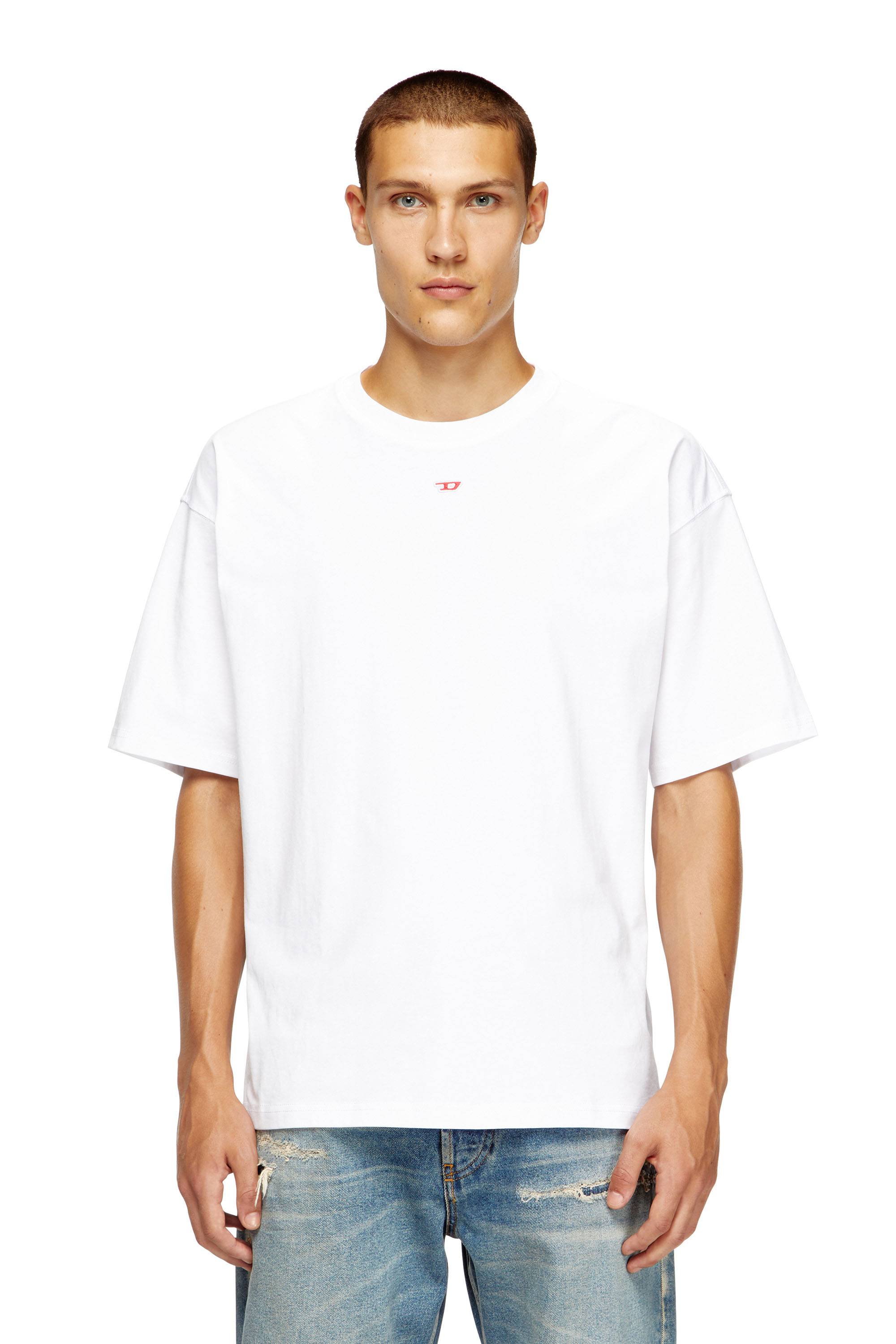 Diesel - T-BOXT-D, Unisex's T-shirt with embroidered D patch in ホワイト - 2