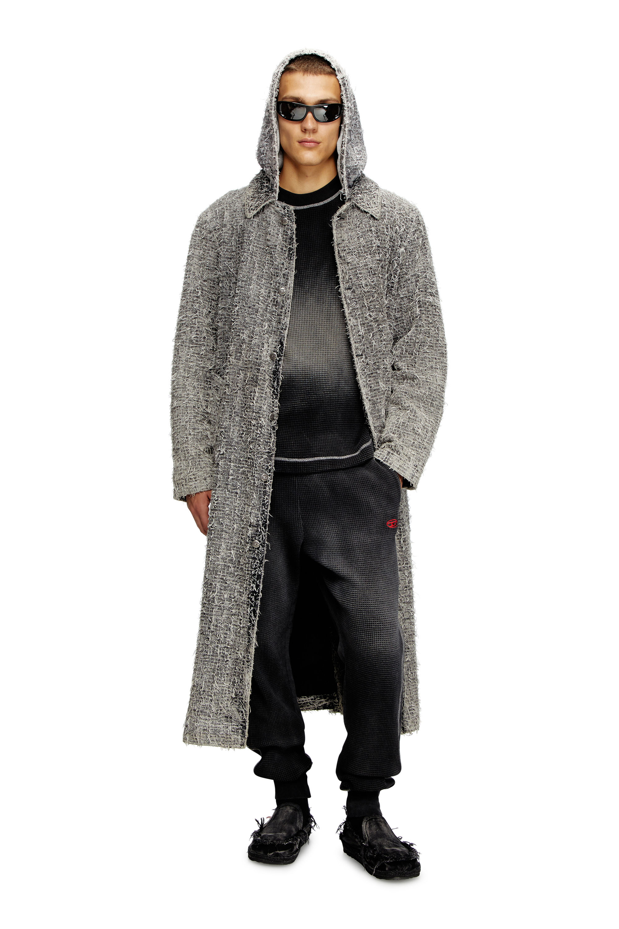 Diesel - S-WAFYCOL, Male's Waffle and jersey half-sleeve sweatshirt in ブラック - 3