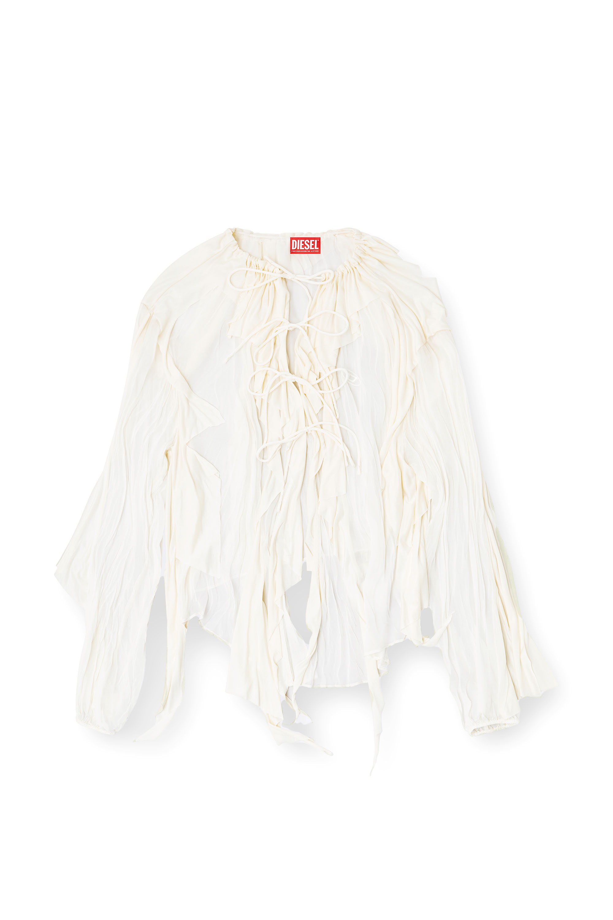 Diesel - C-LASSY, Female's Flounce blouse in crinkled muslin in ホワイト - 3