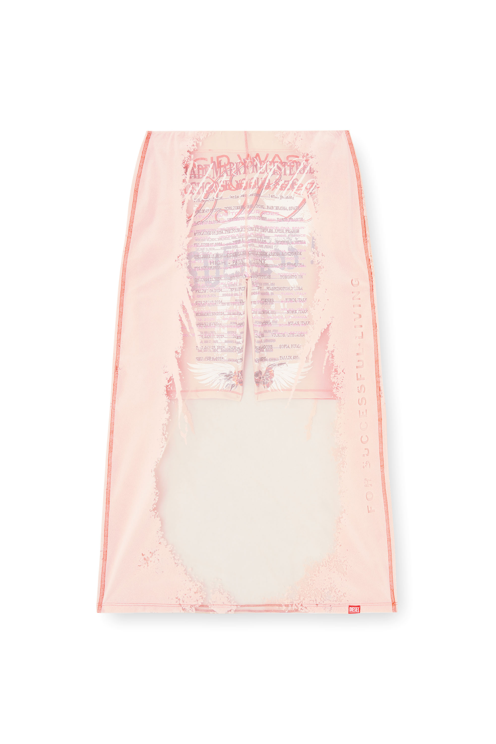Diesel - O-LYAC, Female's Layered midi skirt with lyrics print in フェースパウダー - 3