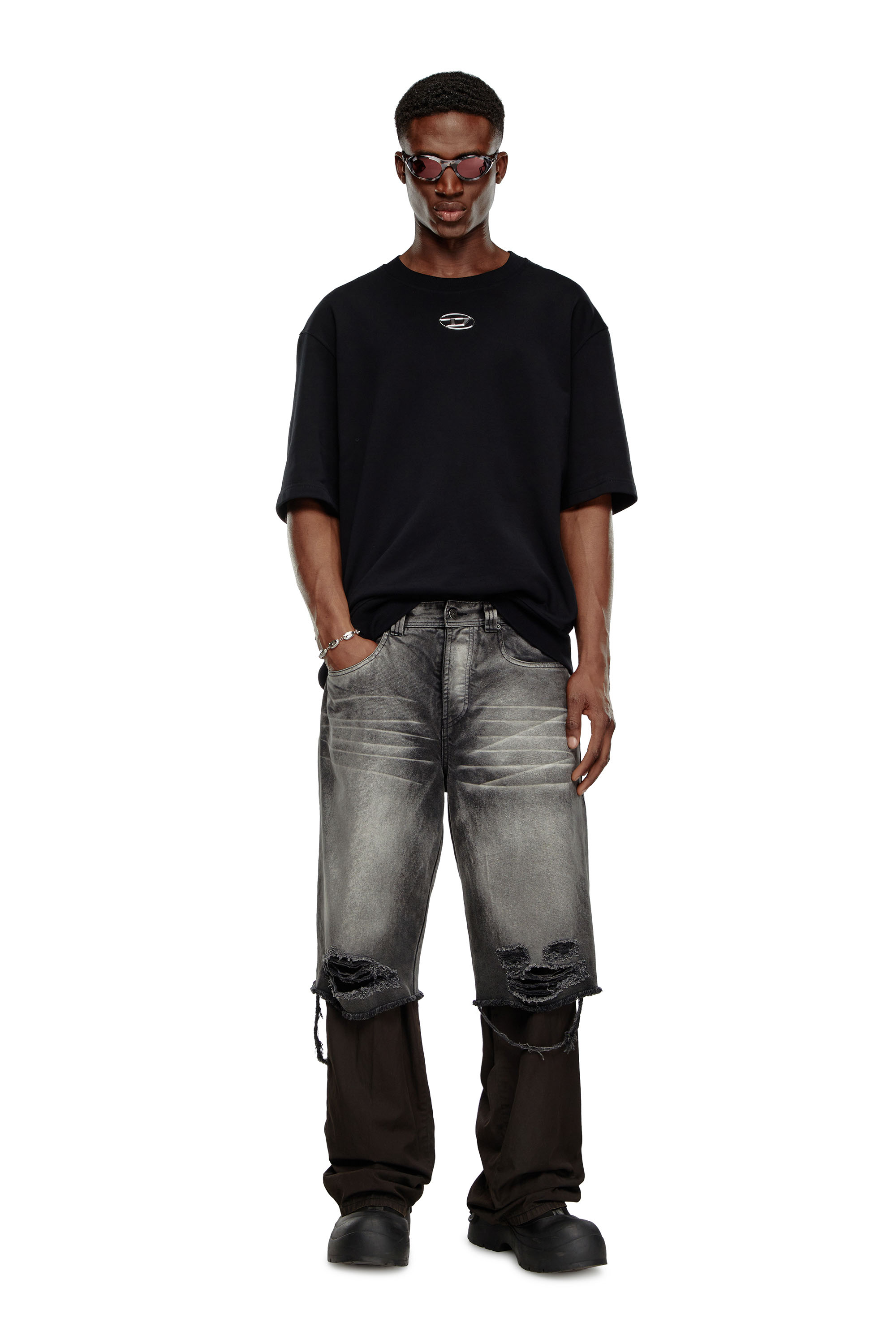 Diesel - S-COOLING-L1, Male's スウェットプルオーバー半そで in ブラック - 2
