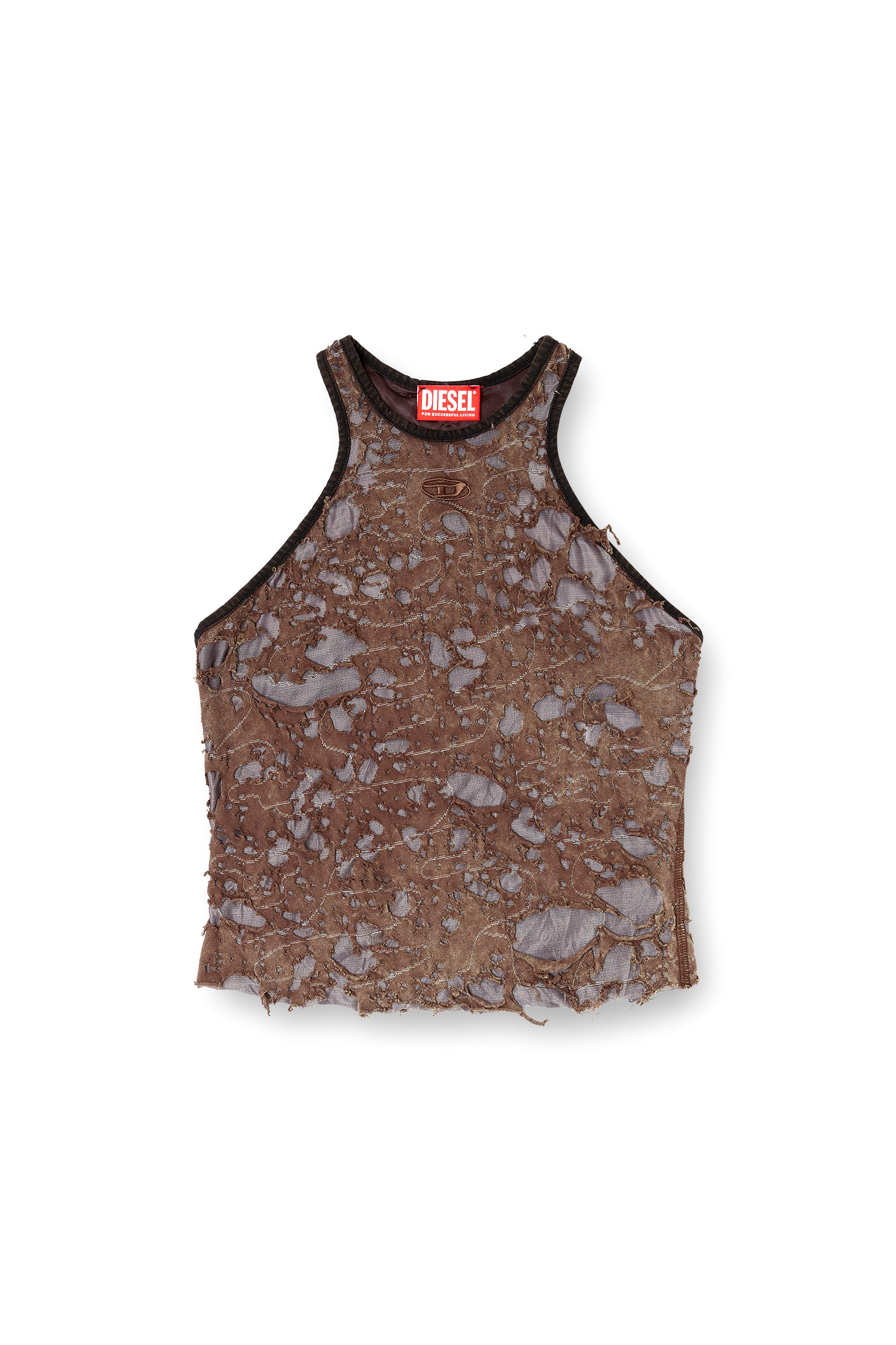 Diesel - T-ILM, Female's Tank top in destroyed jersey in ブラウン - 3