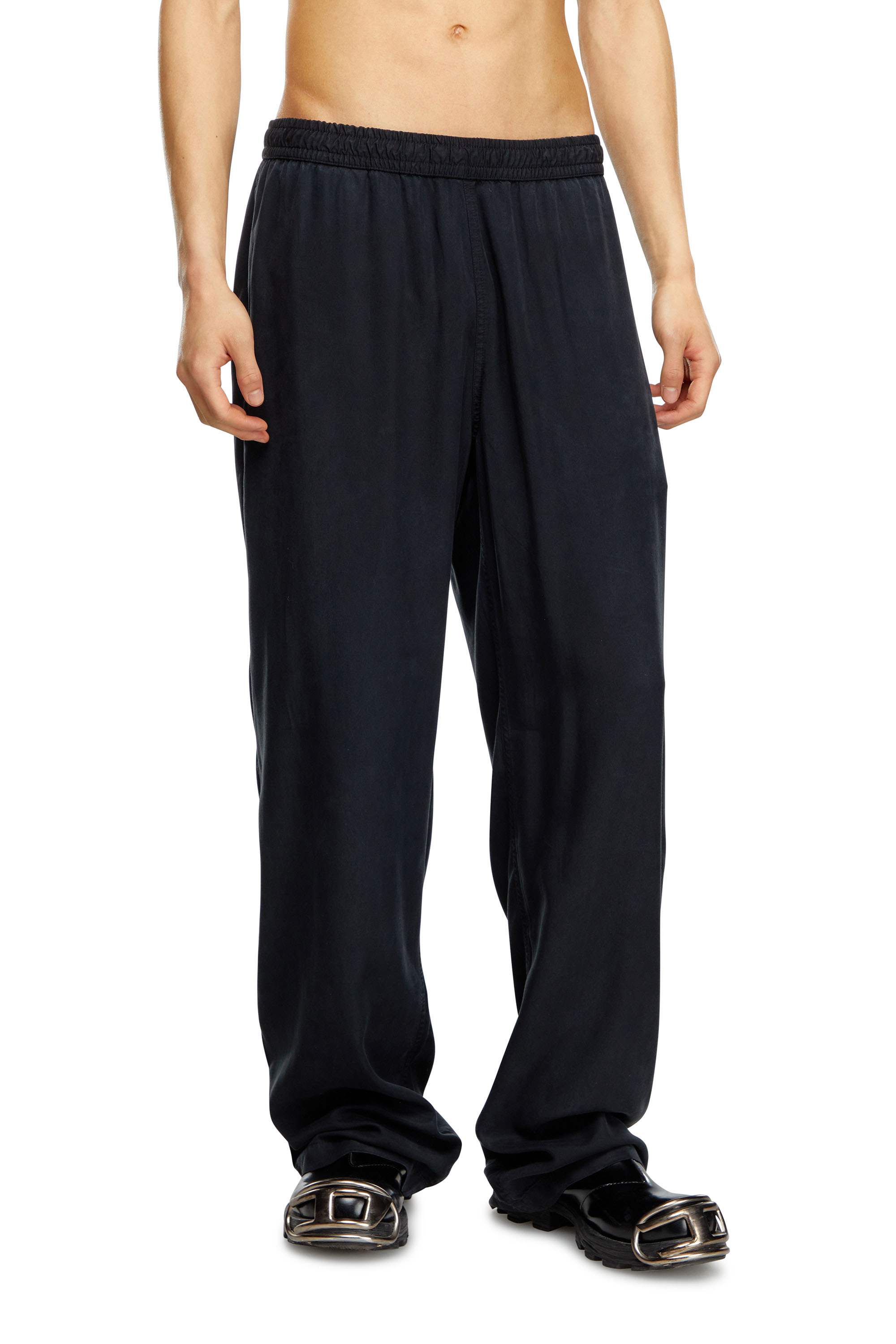 Diesel - P-DREYER-C, Male's Drawstring pants in faded twill in ブラック - 1