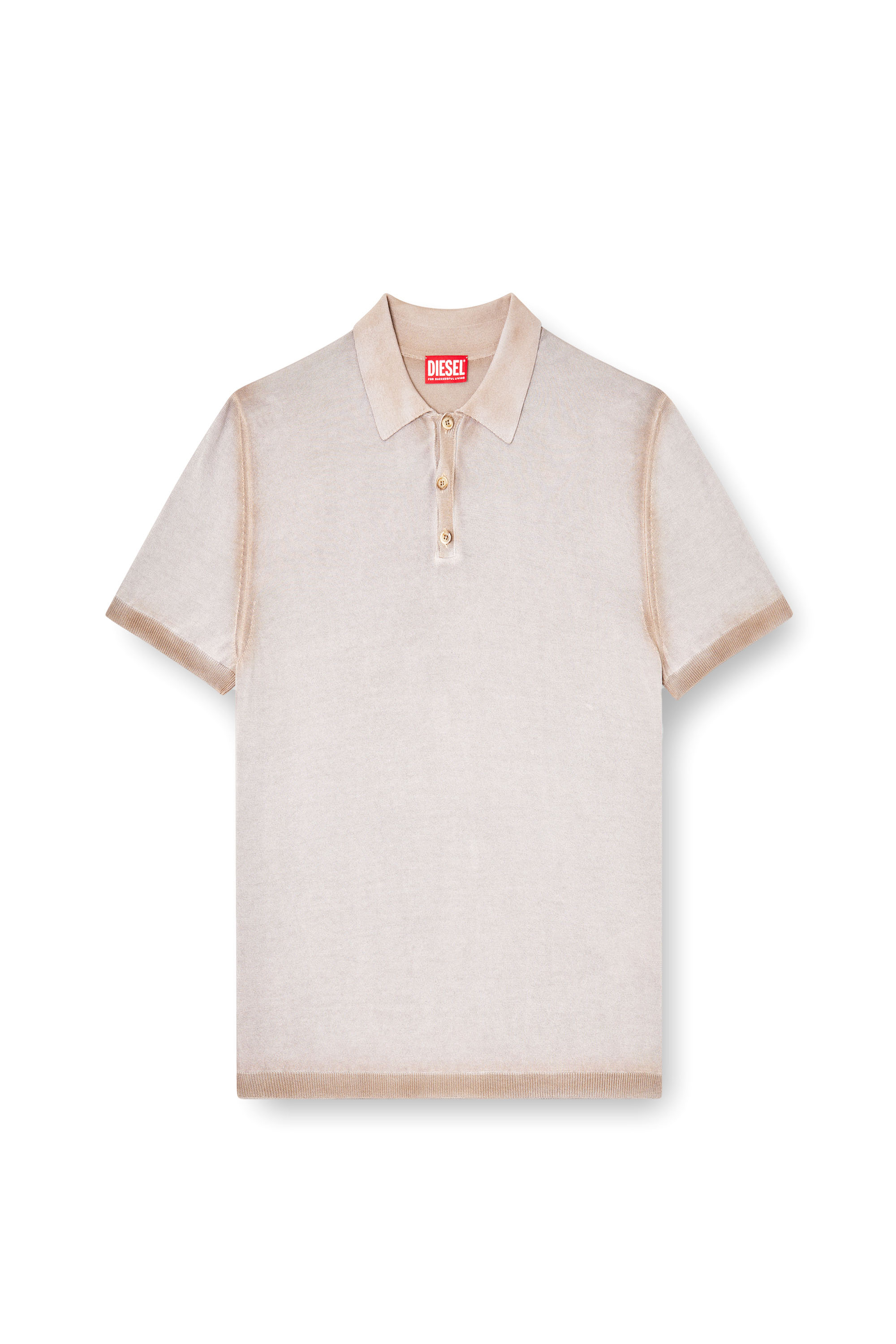 Diesel - K-VIRTO, Male's Dégradé knitted polo shirt in ベージュ - 3