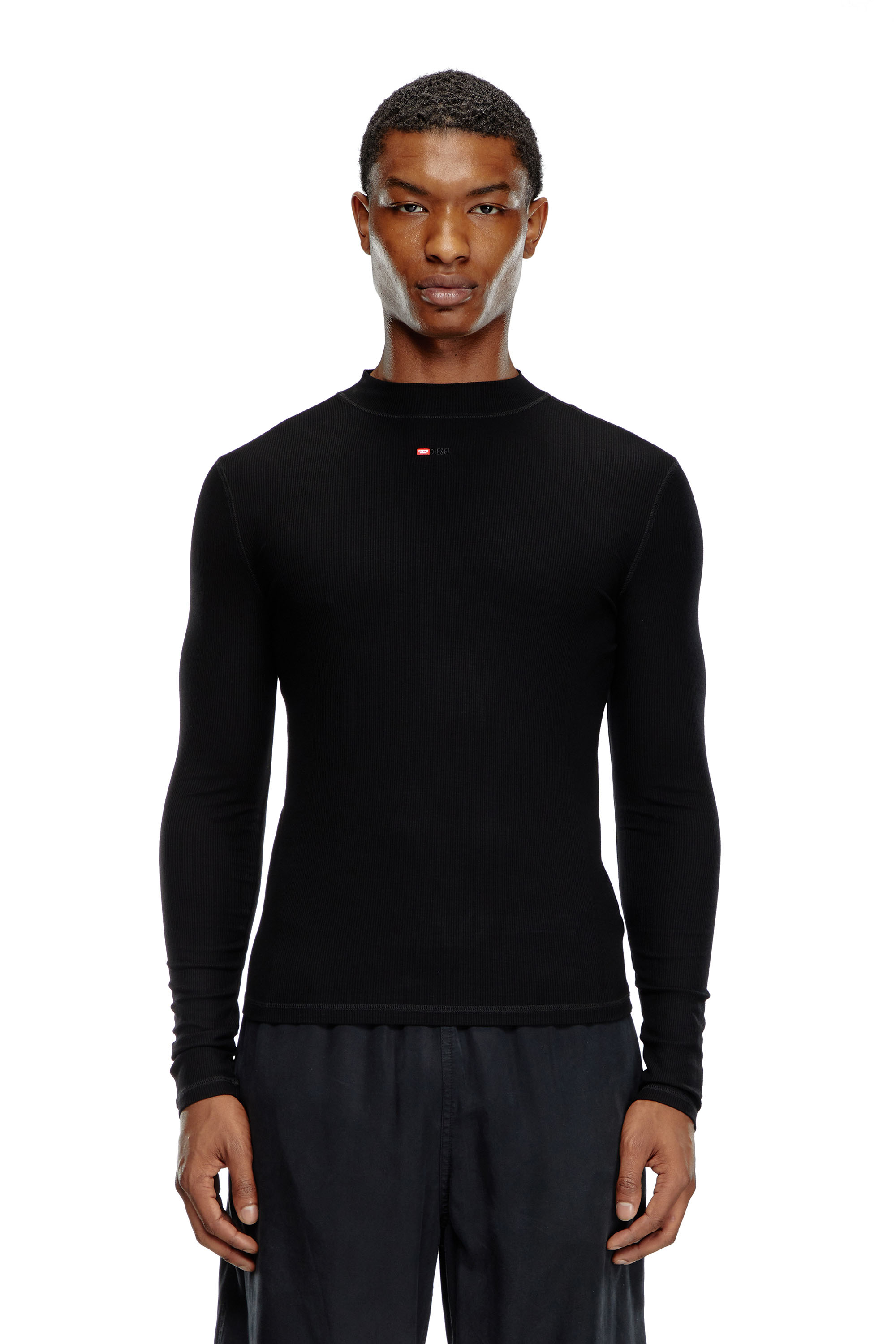 Diesel - T-MOKKY-LS-MICRODIV, Unisex's Mock-neck top with micro logo in ブラック - 2