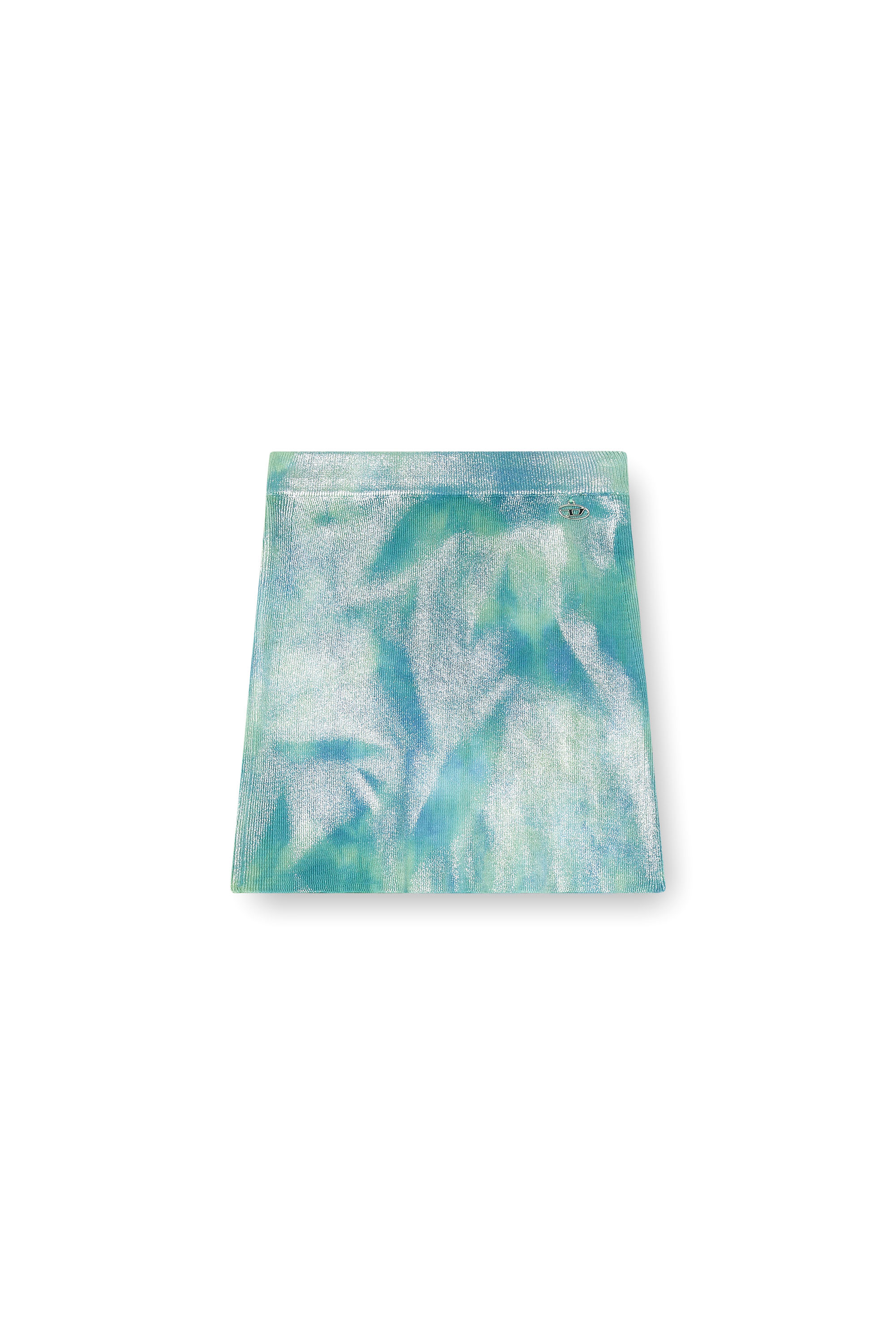 Diesel - M-ISI, Female's Metallic solarised ribbed-knit mini skirt in アジュール - 2