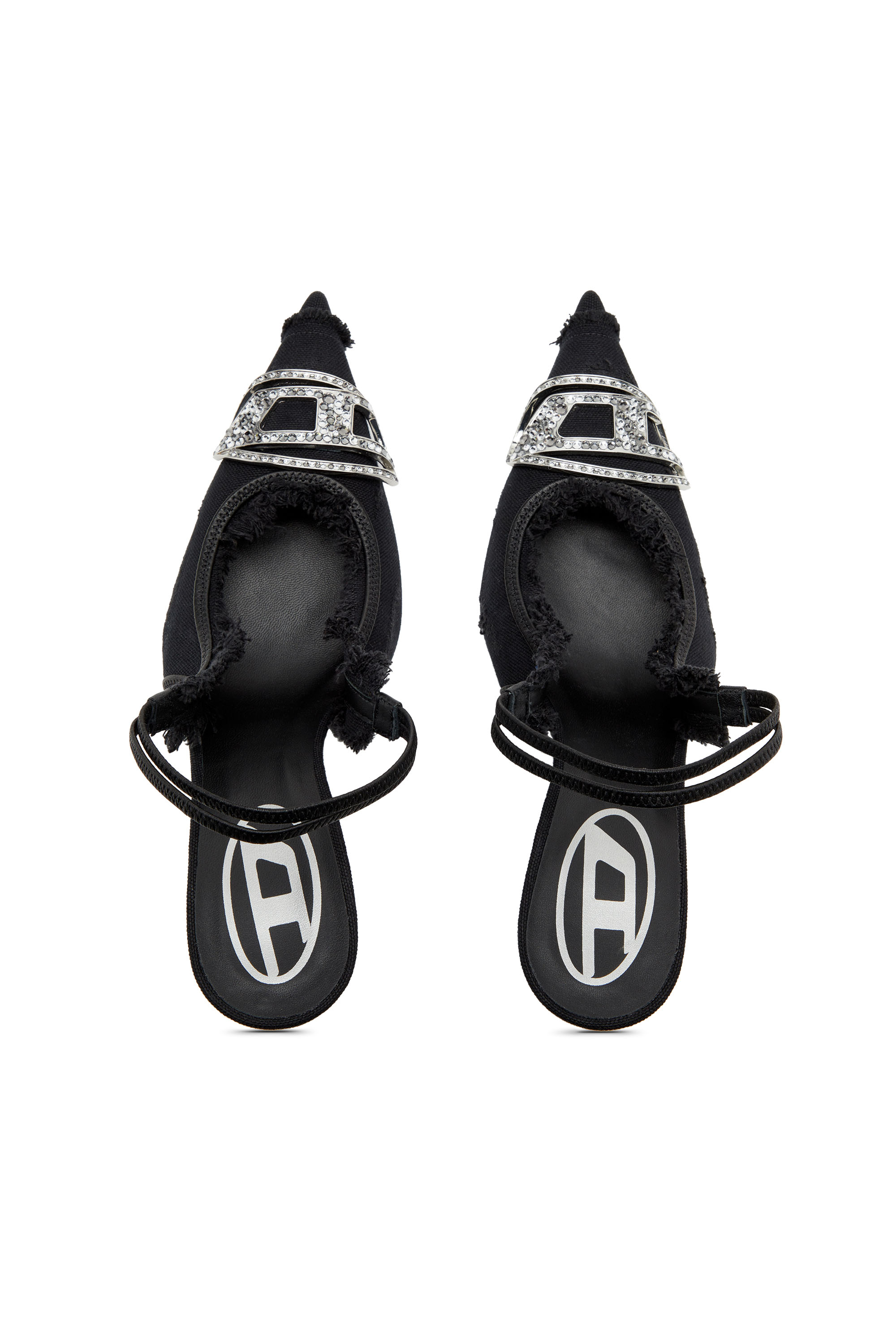 Diesel - D-VENUS SB, Female's D-Venus-Slingback pumps in distressed canvas in ブラック - 4