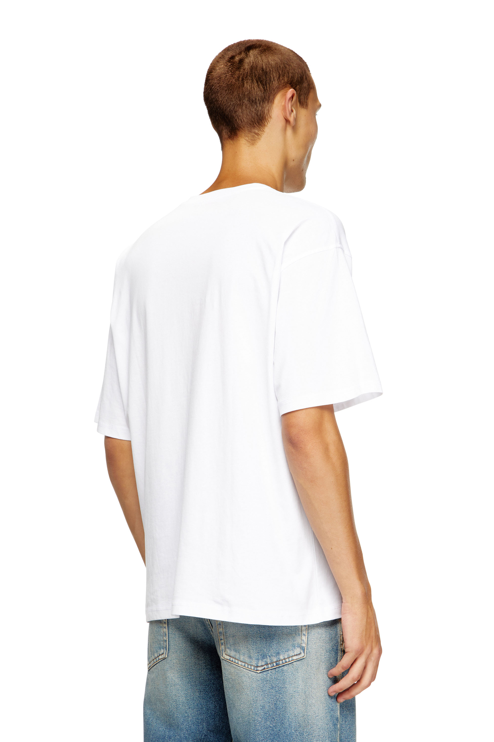 Diesel - T-BOXT-D, Unisex's T-shirt with embroidered D patch in ホワイト - 3