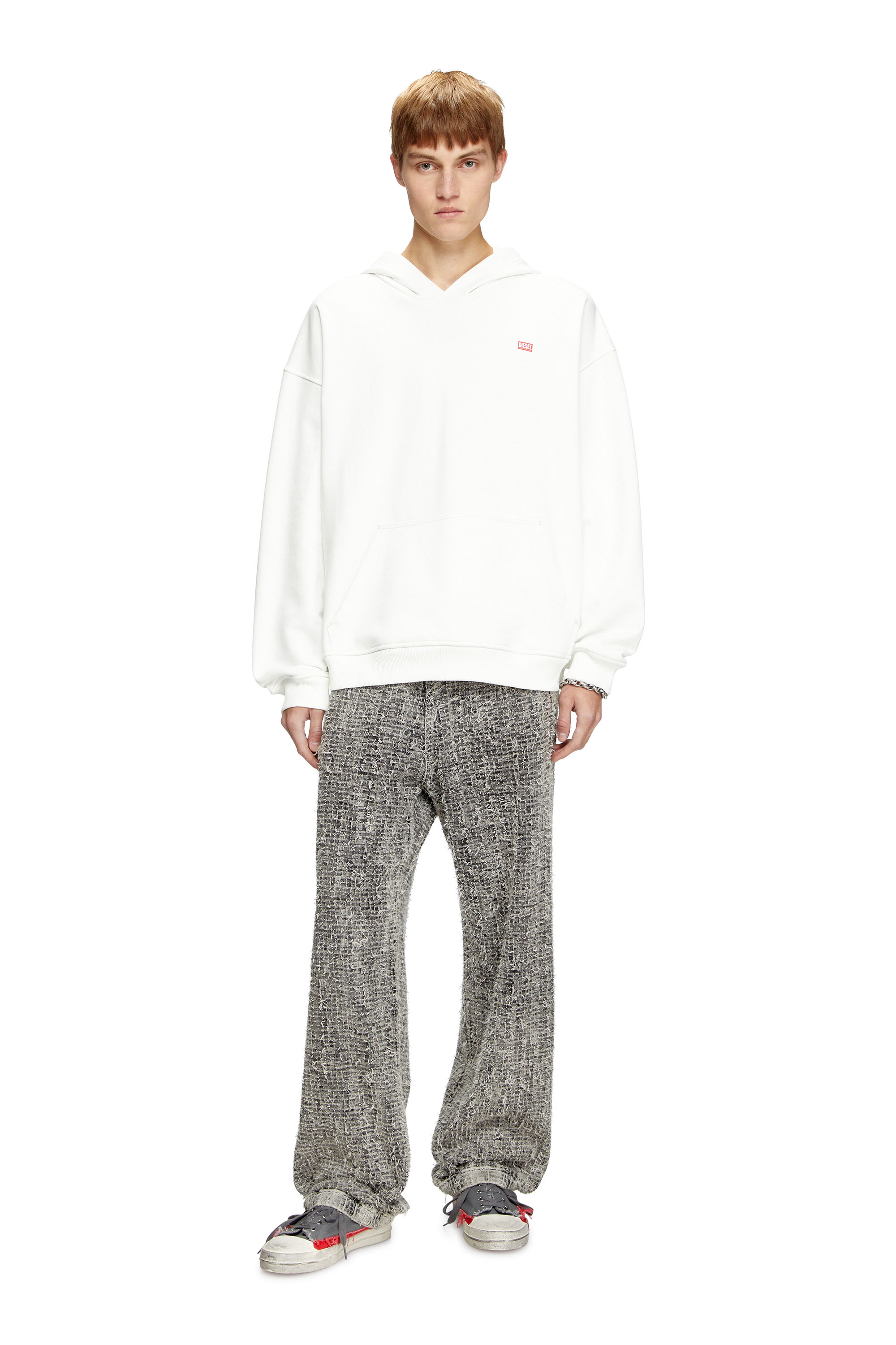 Diesel - S-BOXT-HOOD-R11, Male's Hoodie with runway set print in ホワイト - 3