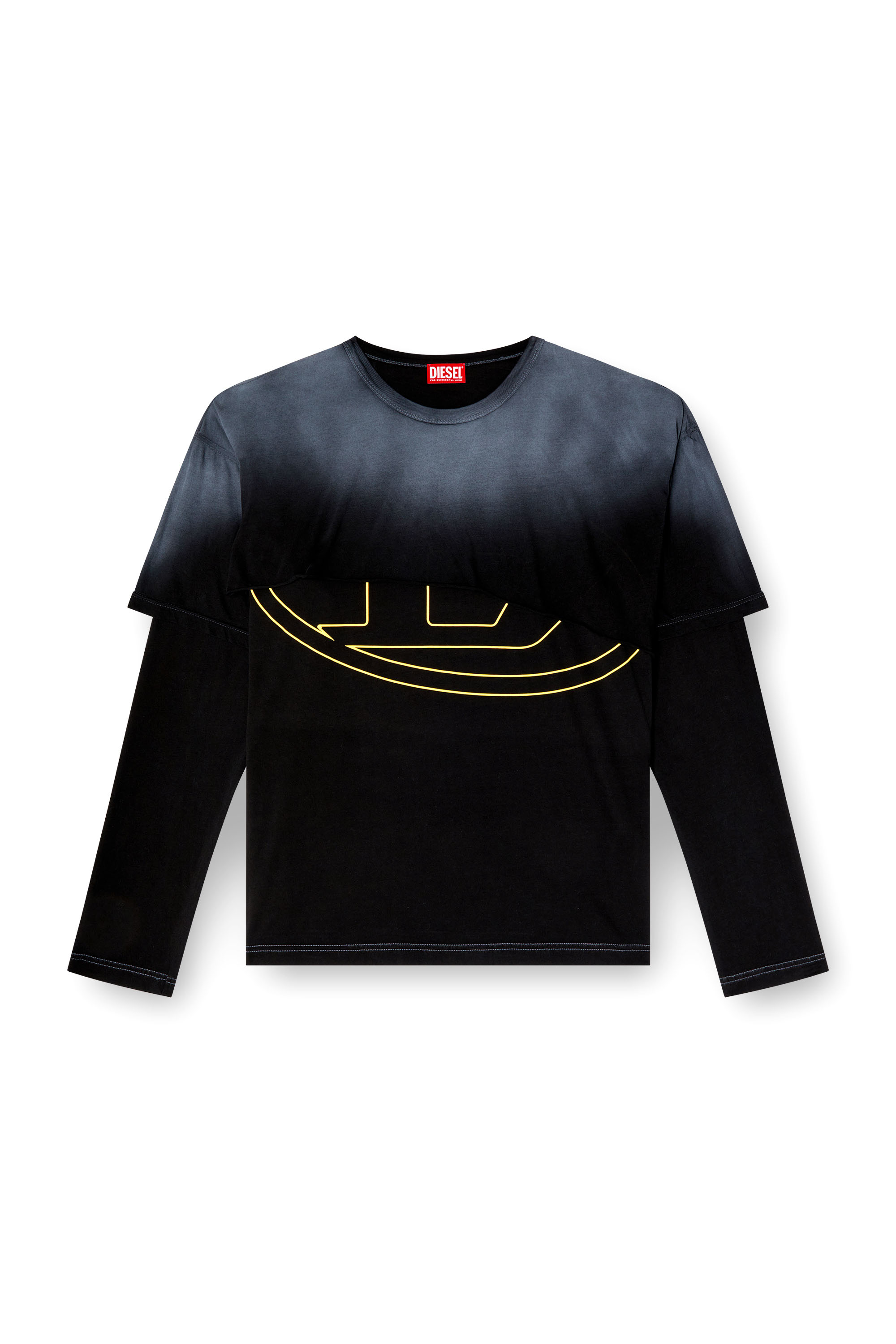 Diesel - T-BESH-CUT, Male's Destroyed layered long-sleeve T-shirt in ブラック - 2